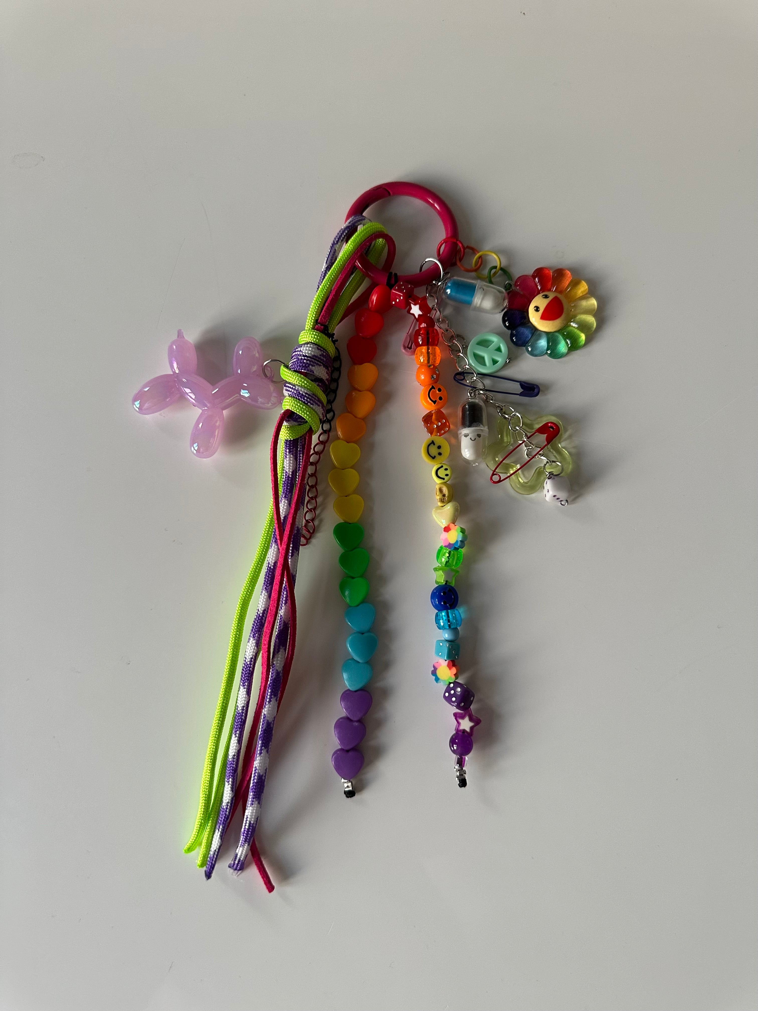 Funky rainbow (pink) bag charm