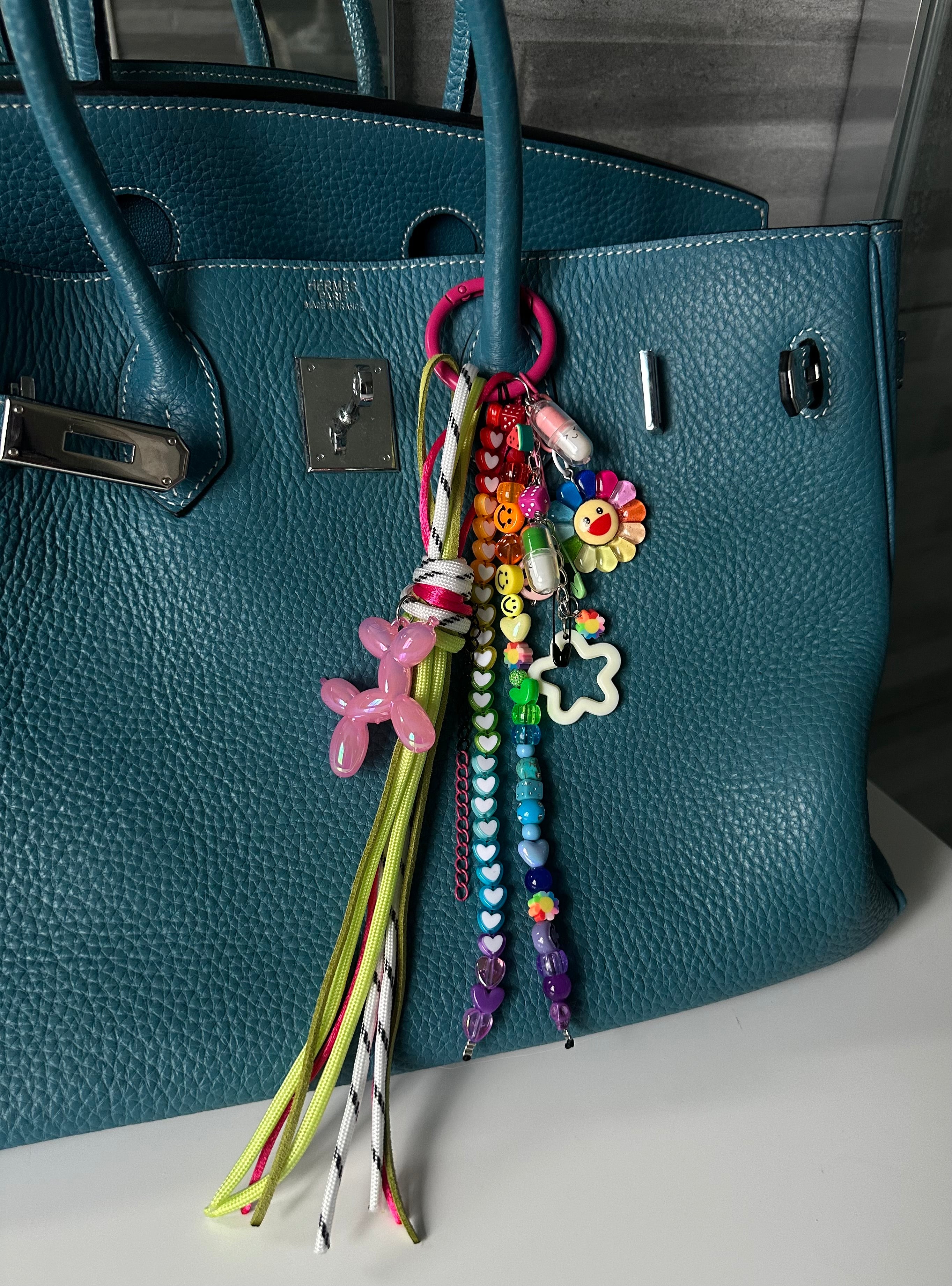 Abby bag charm (pink dog)