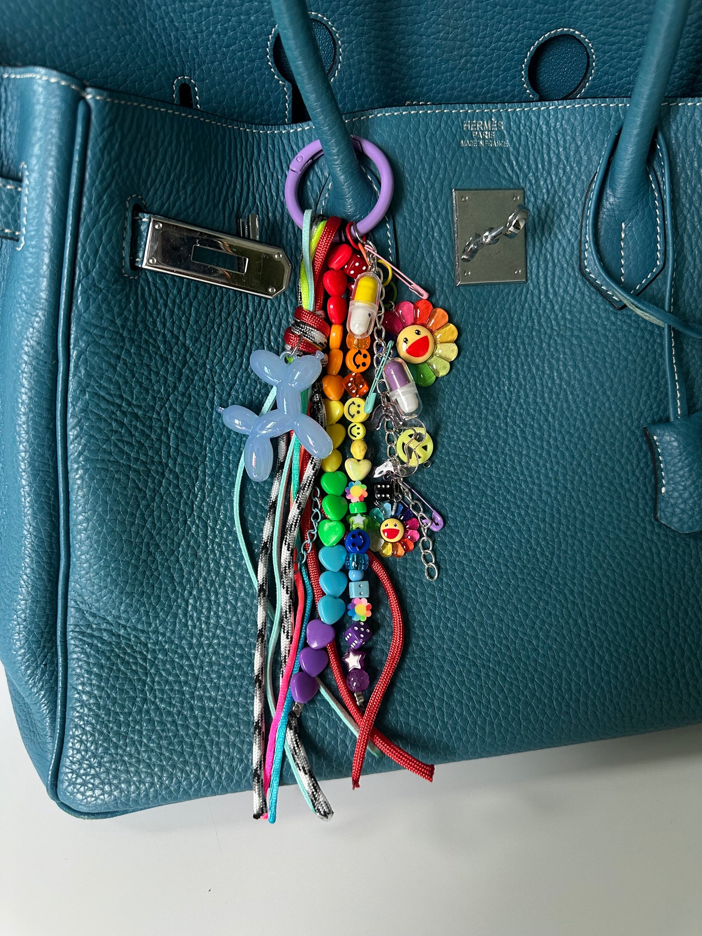 Funky rainbow bag charm