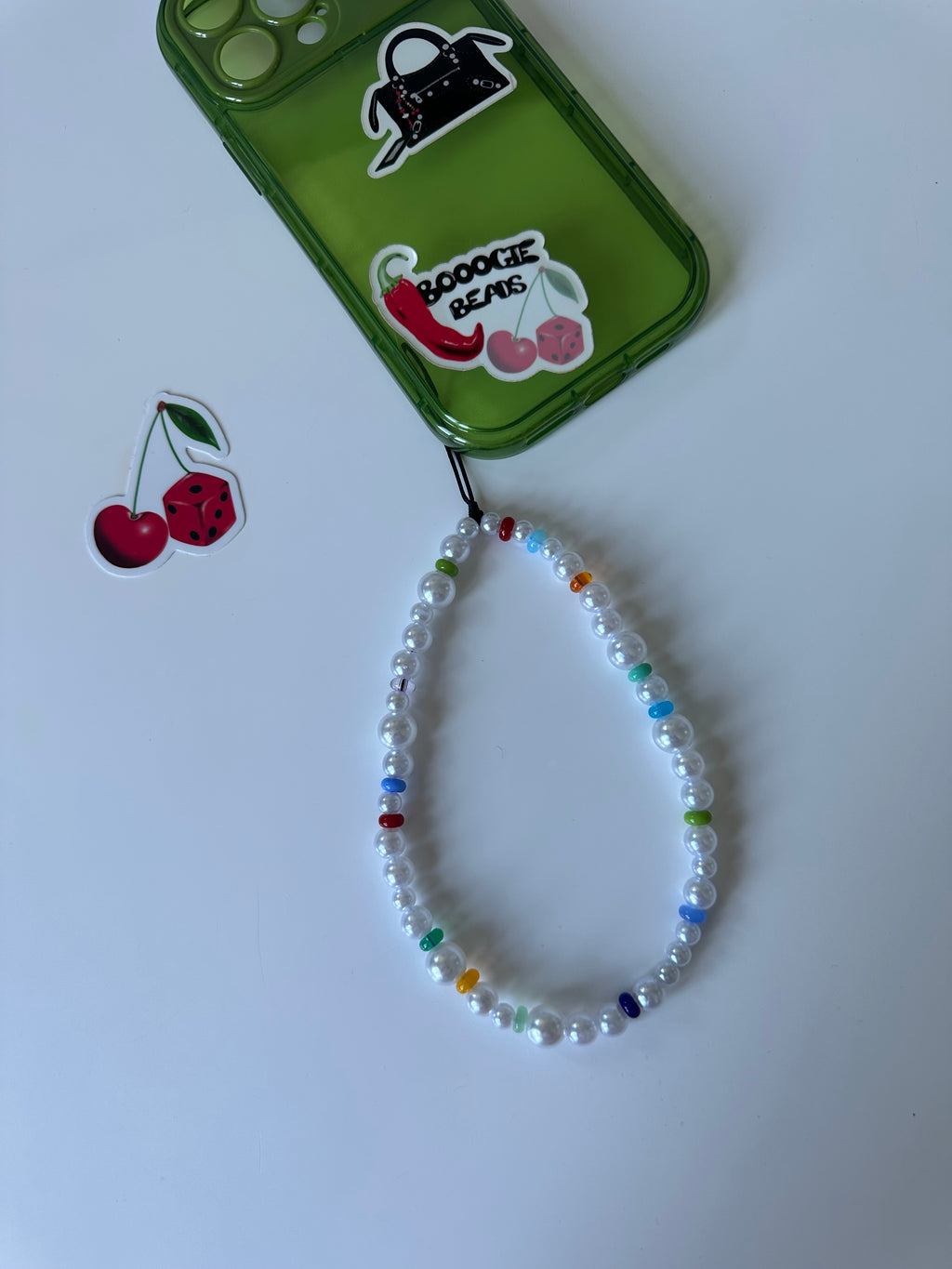 Colourful pearls phone charm