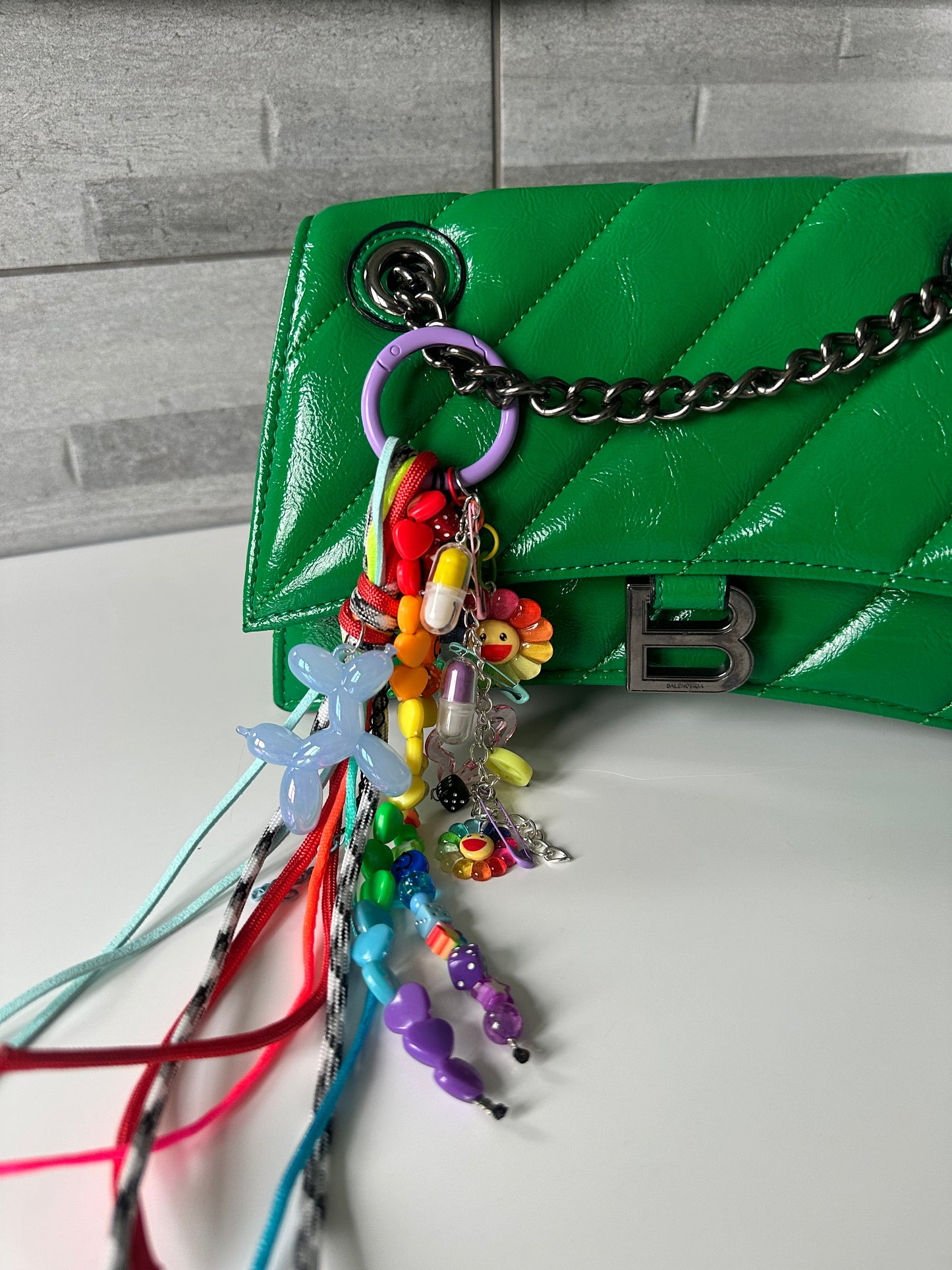 Funky rainbow bag charm