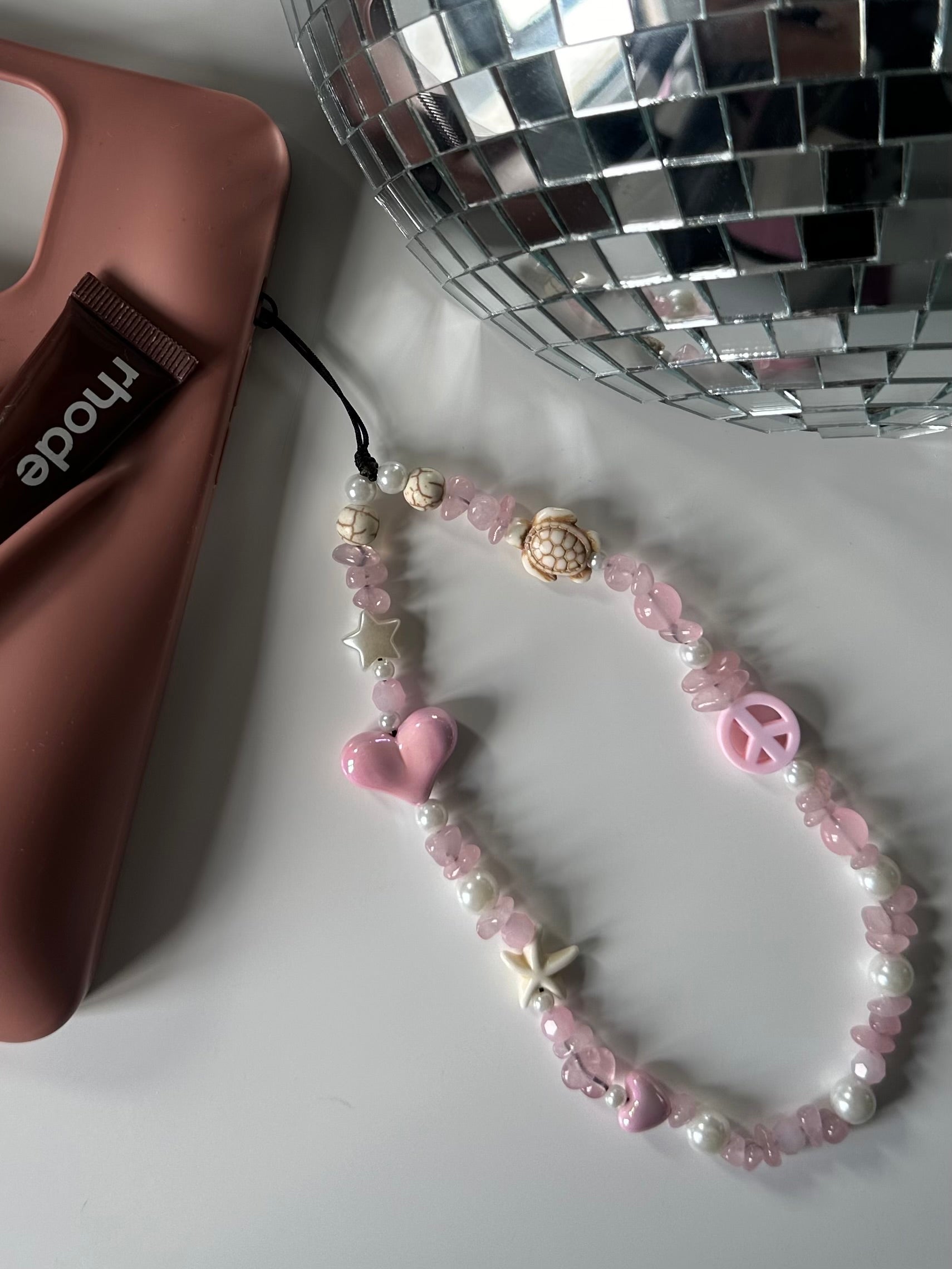 Rose Quartz phone charm