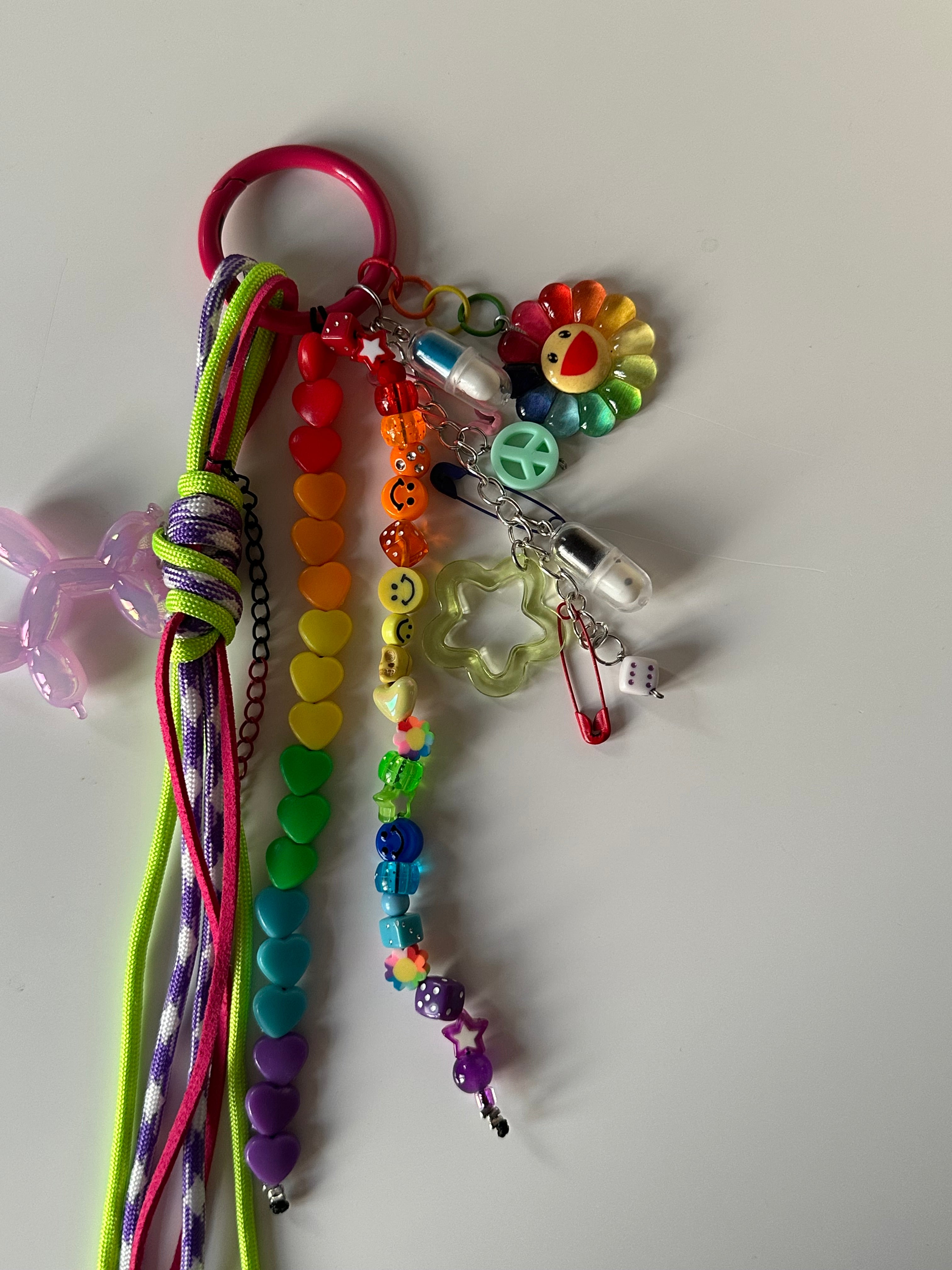 Funky rainbow (pink) bag charm