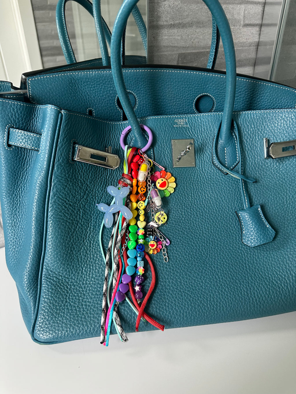 Funky rainbow bag charm