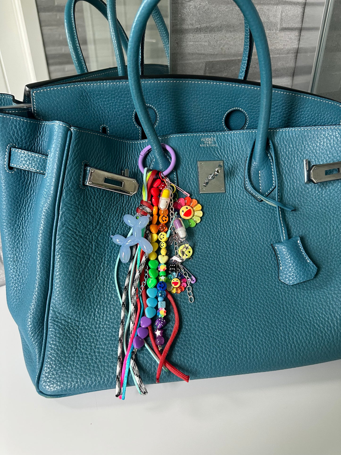 Funky rainbow bag charm