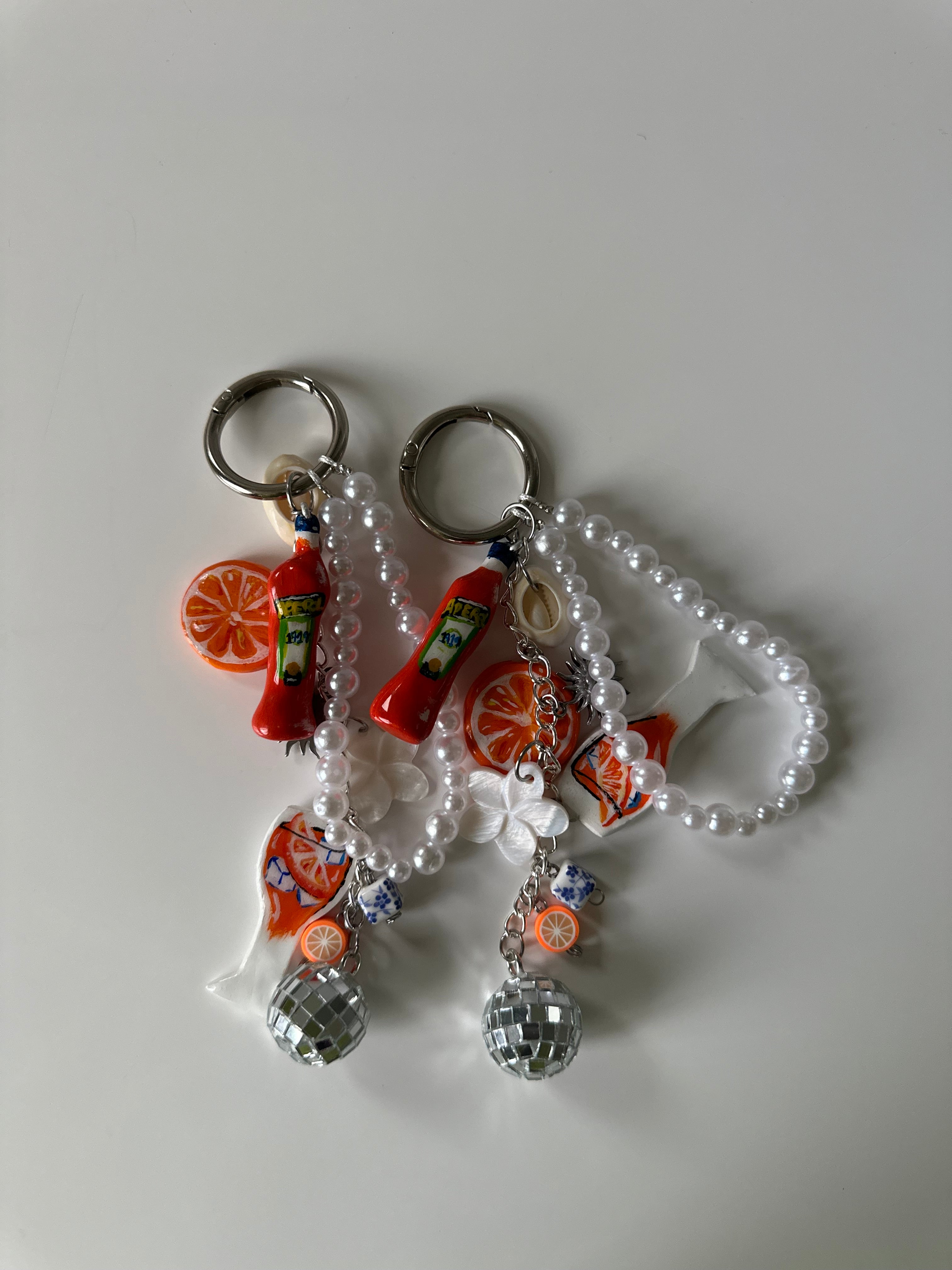 Orange Spritz bag charm (handcrafted & painted)