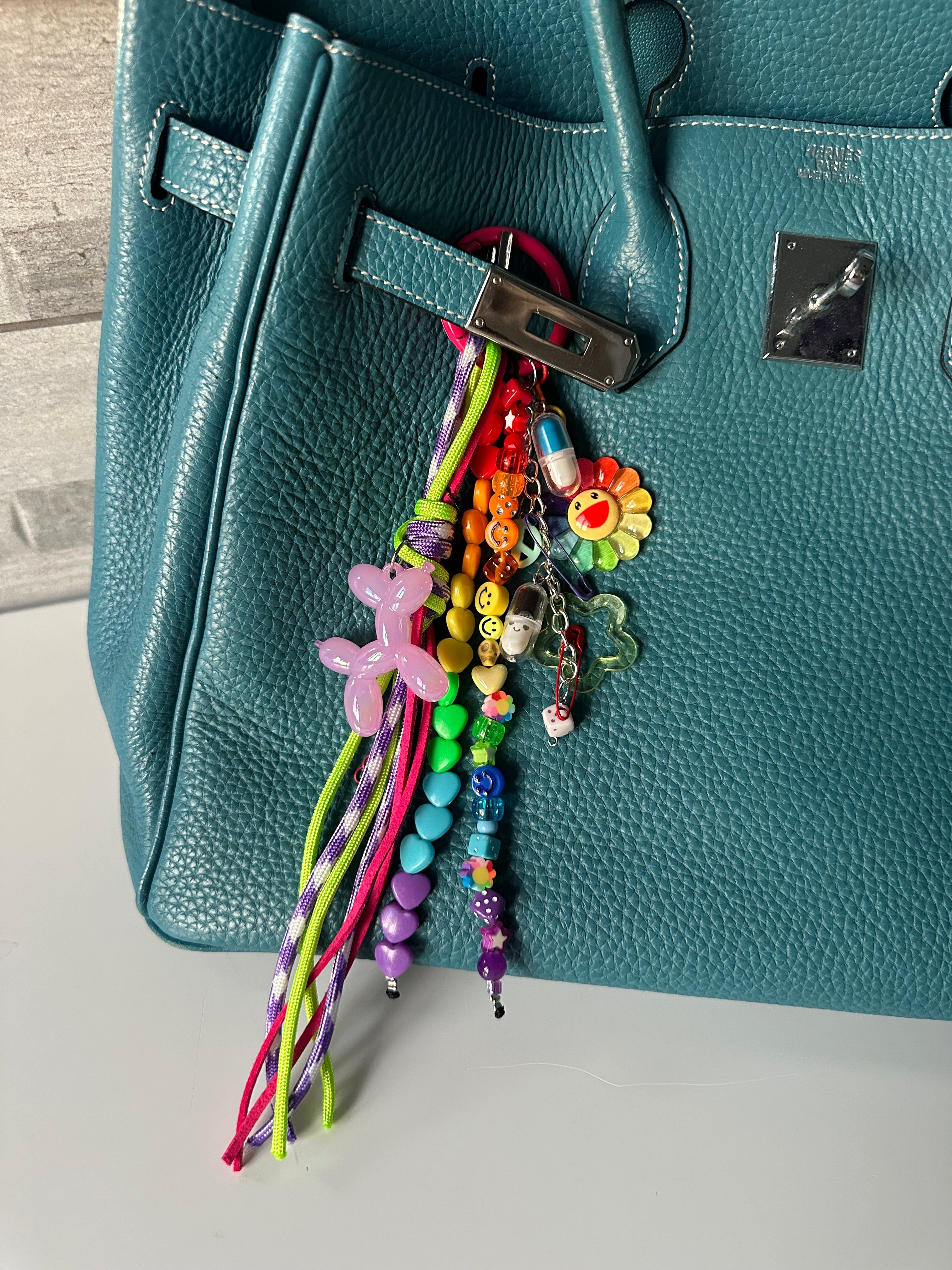 Funky rainbow (pink) bag charm
