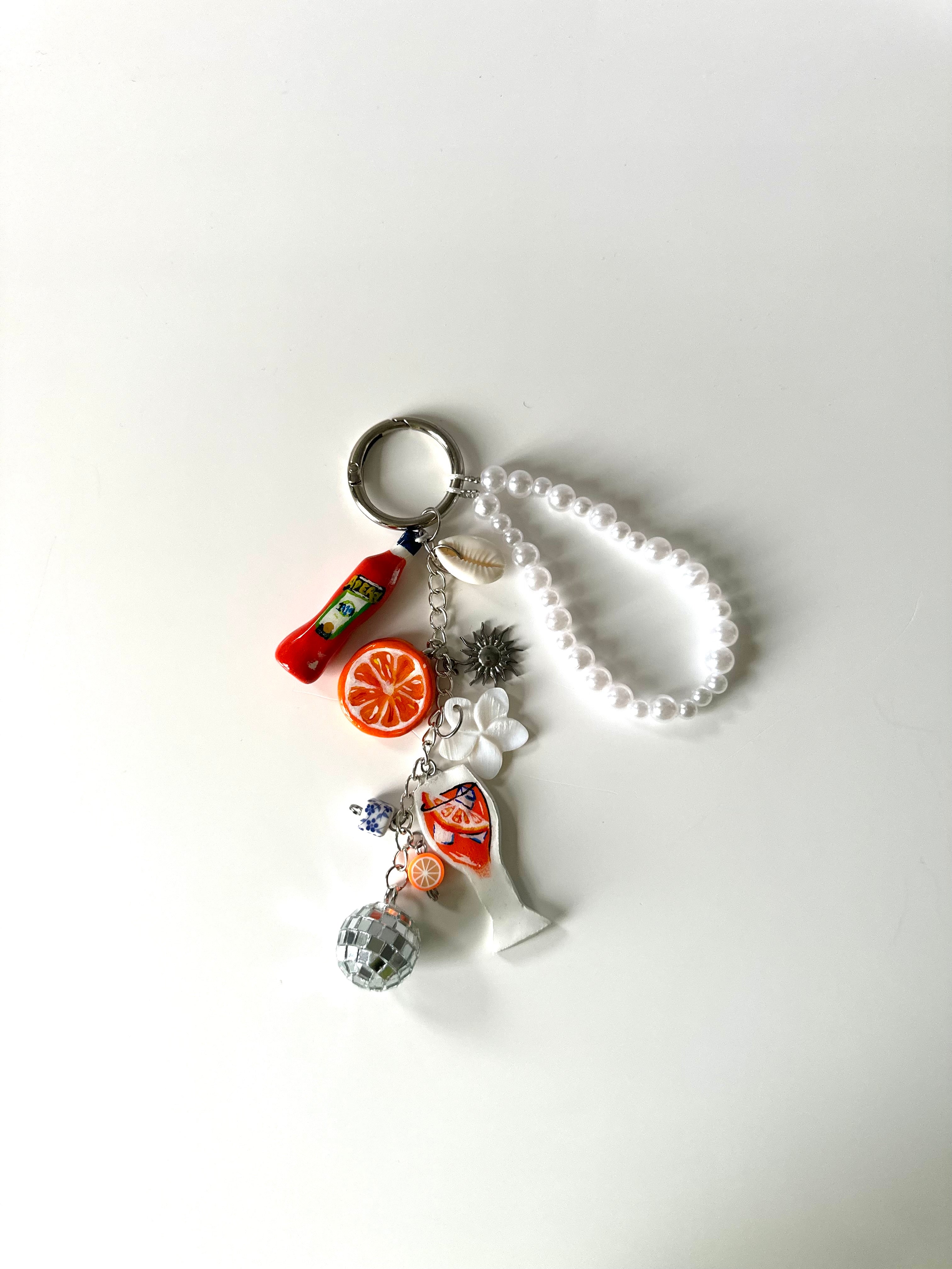 Orange Spritz bag charm (handcrafted & painted)