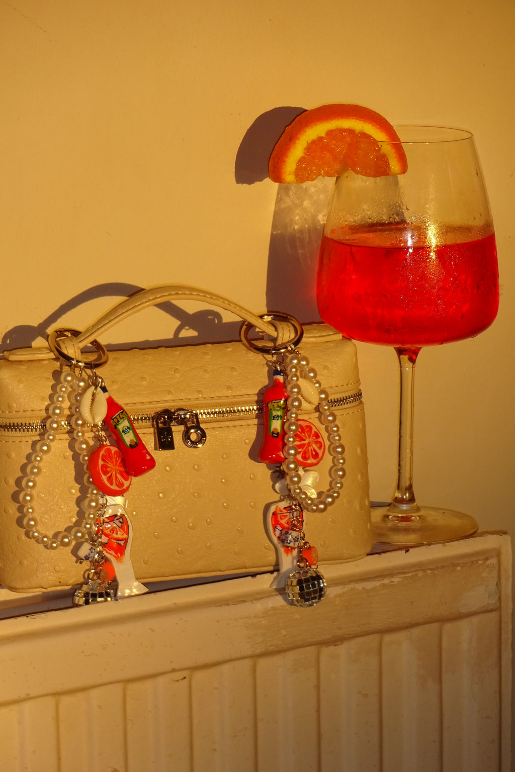 Orange Spritz bag charm (handcrafted & painted)