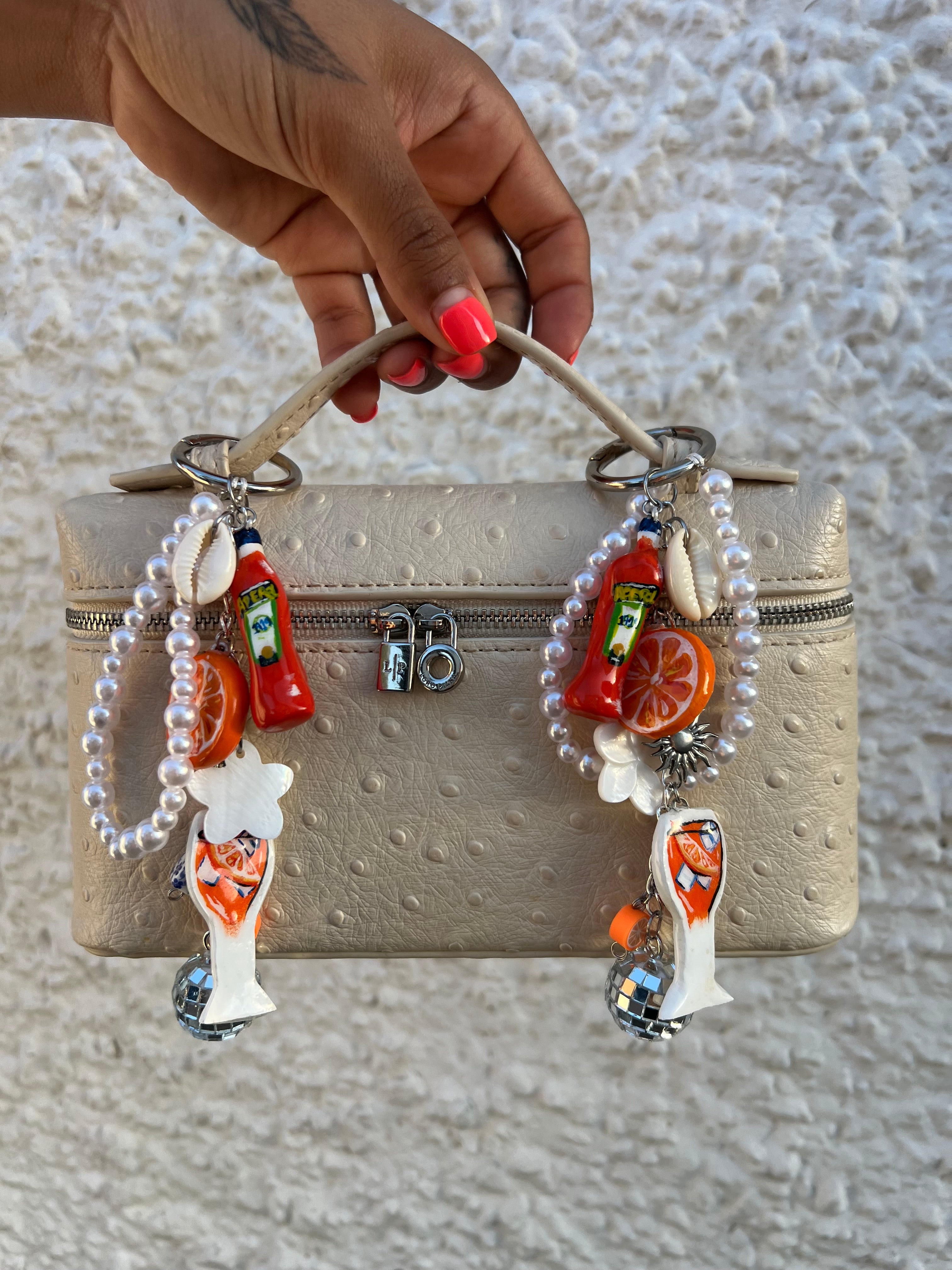 Orange Spritz bag charm (handcrafted & painted)