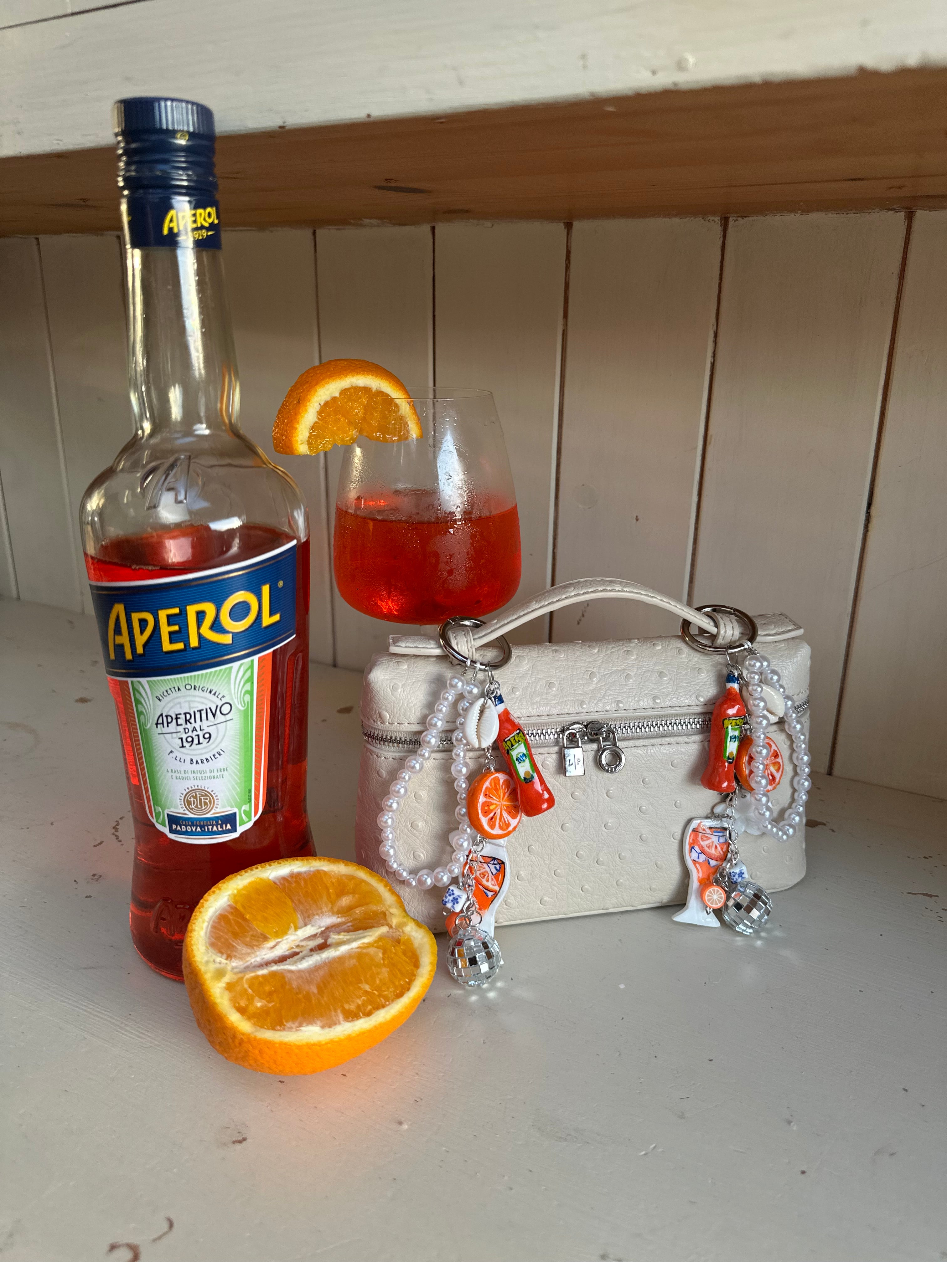Orange Spritz bag charm (handcrafted & painted)