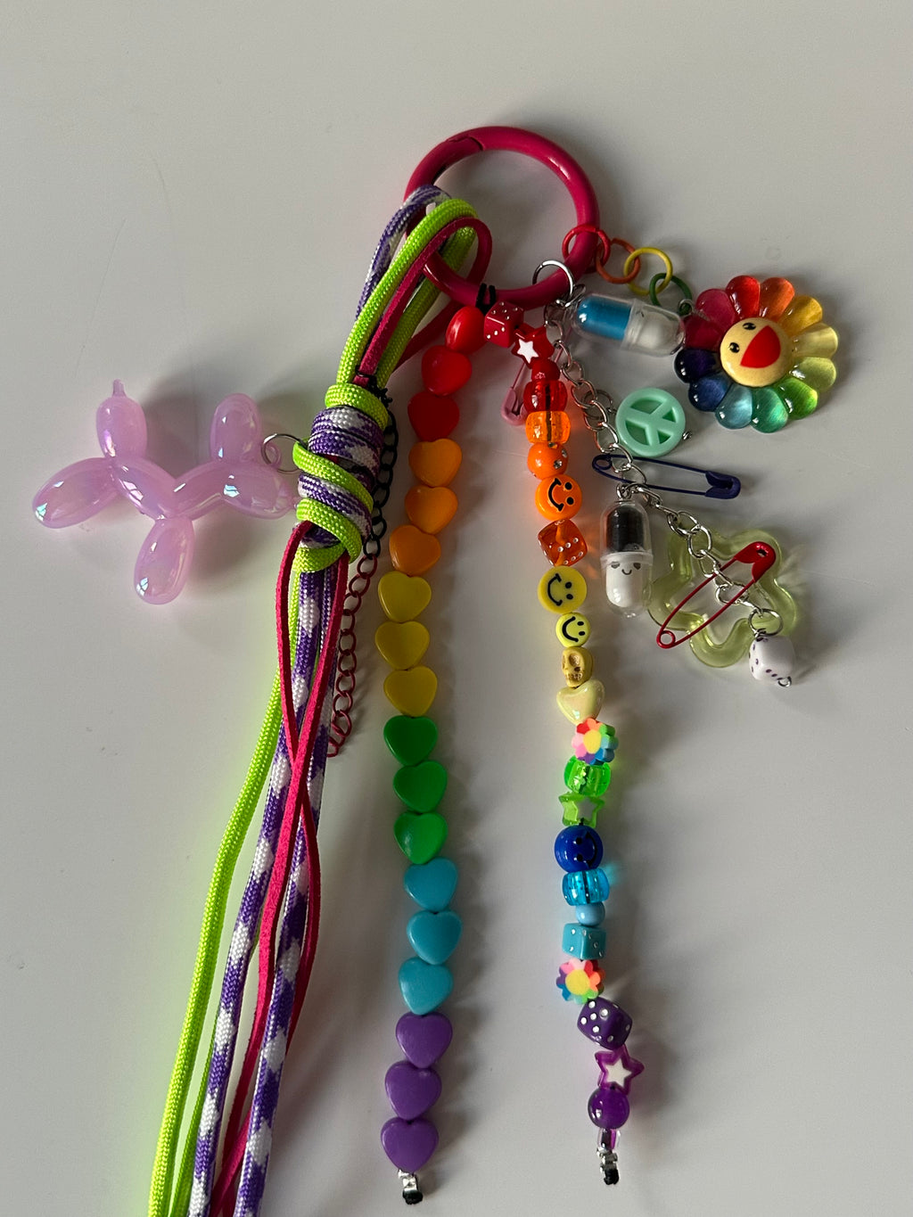 Funky rainbow (pink) bag charm