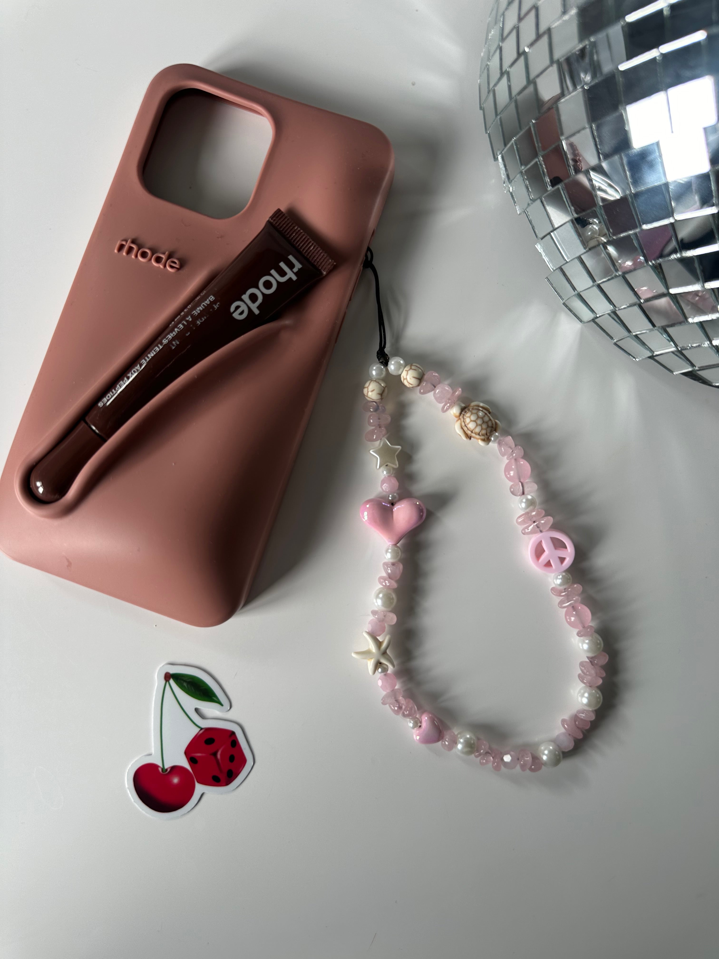 Rose Quartz phone charm