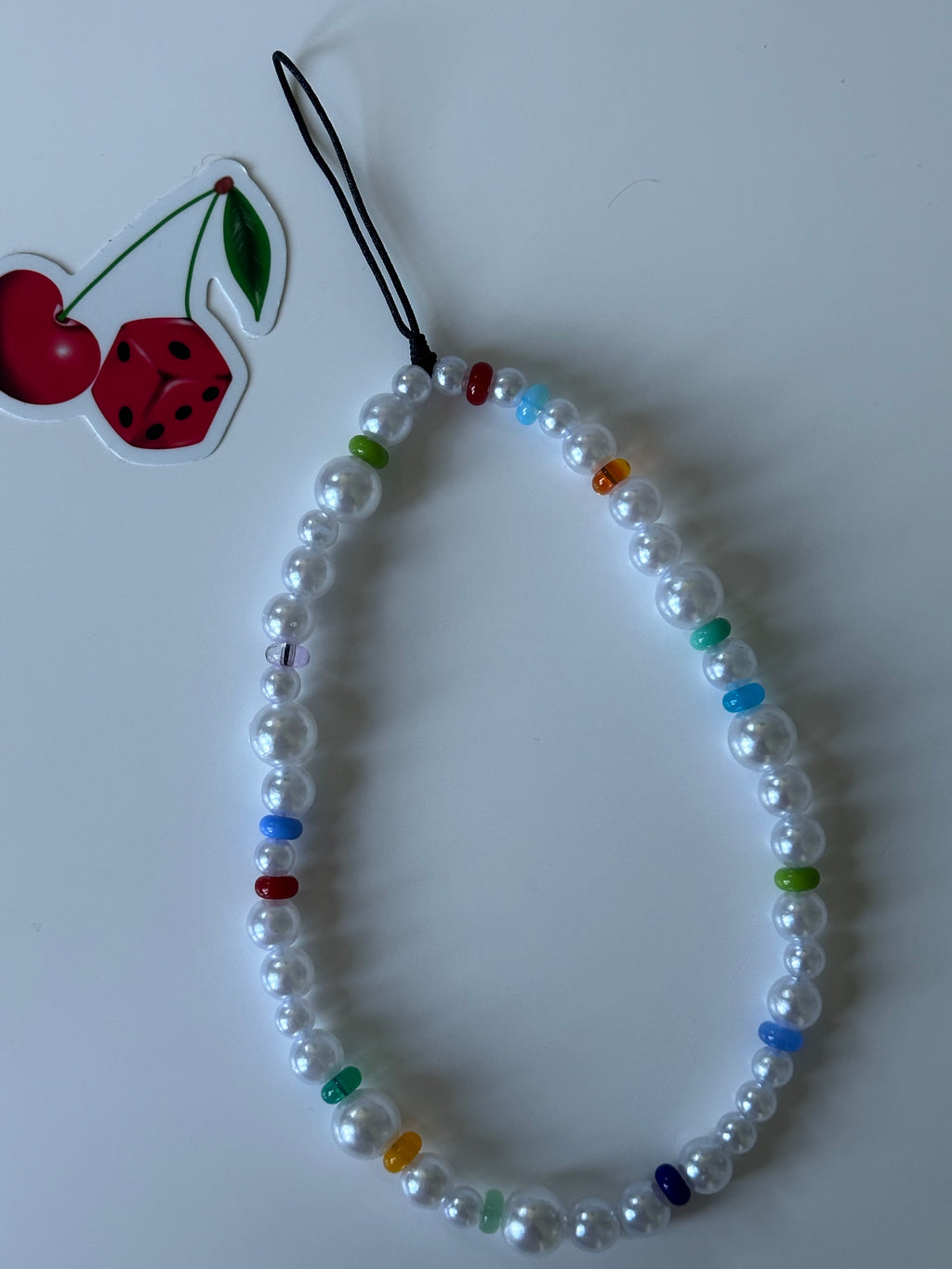 Colourful pearls phone charm