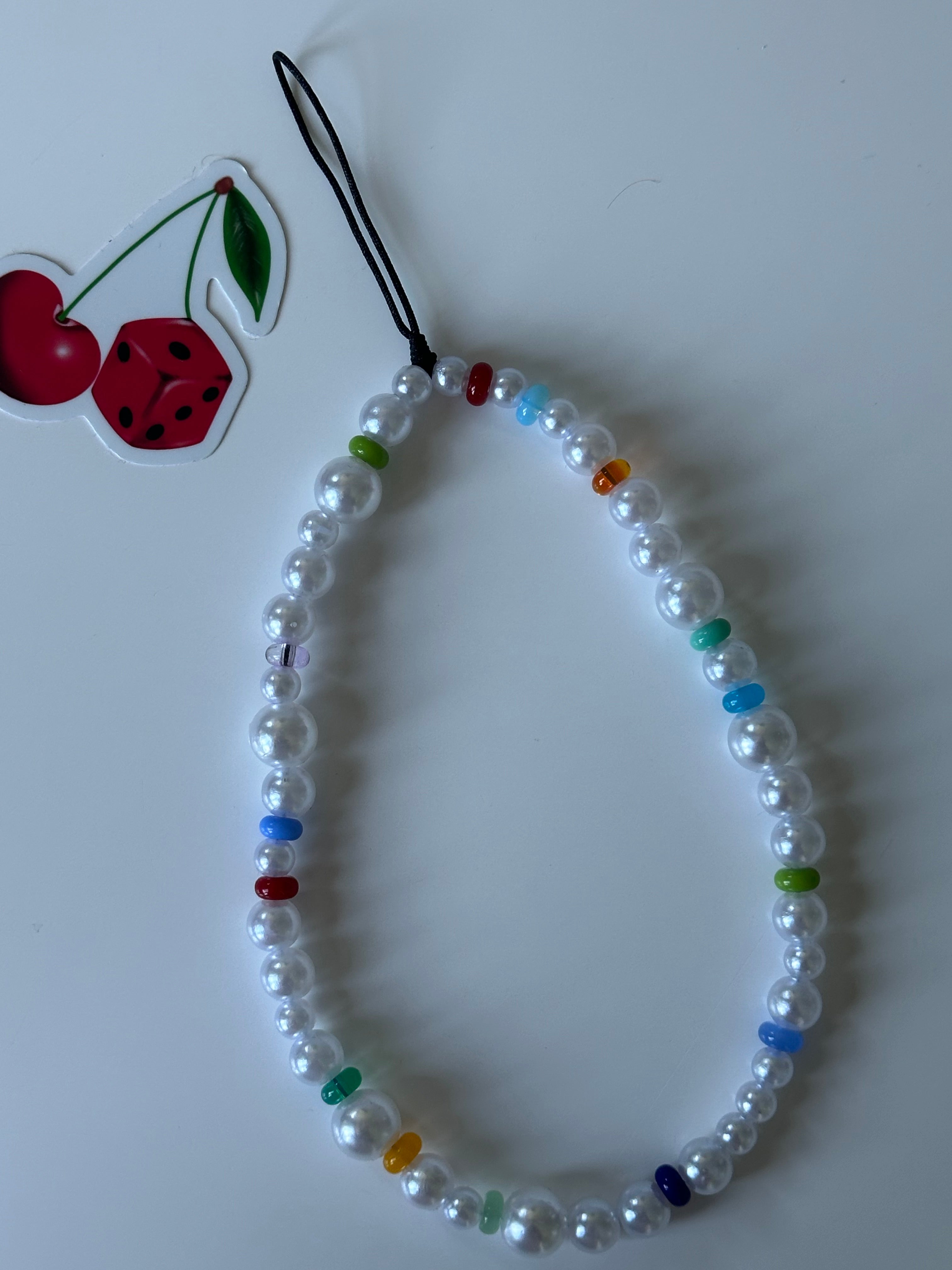 Colourful pearls phone charm