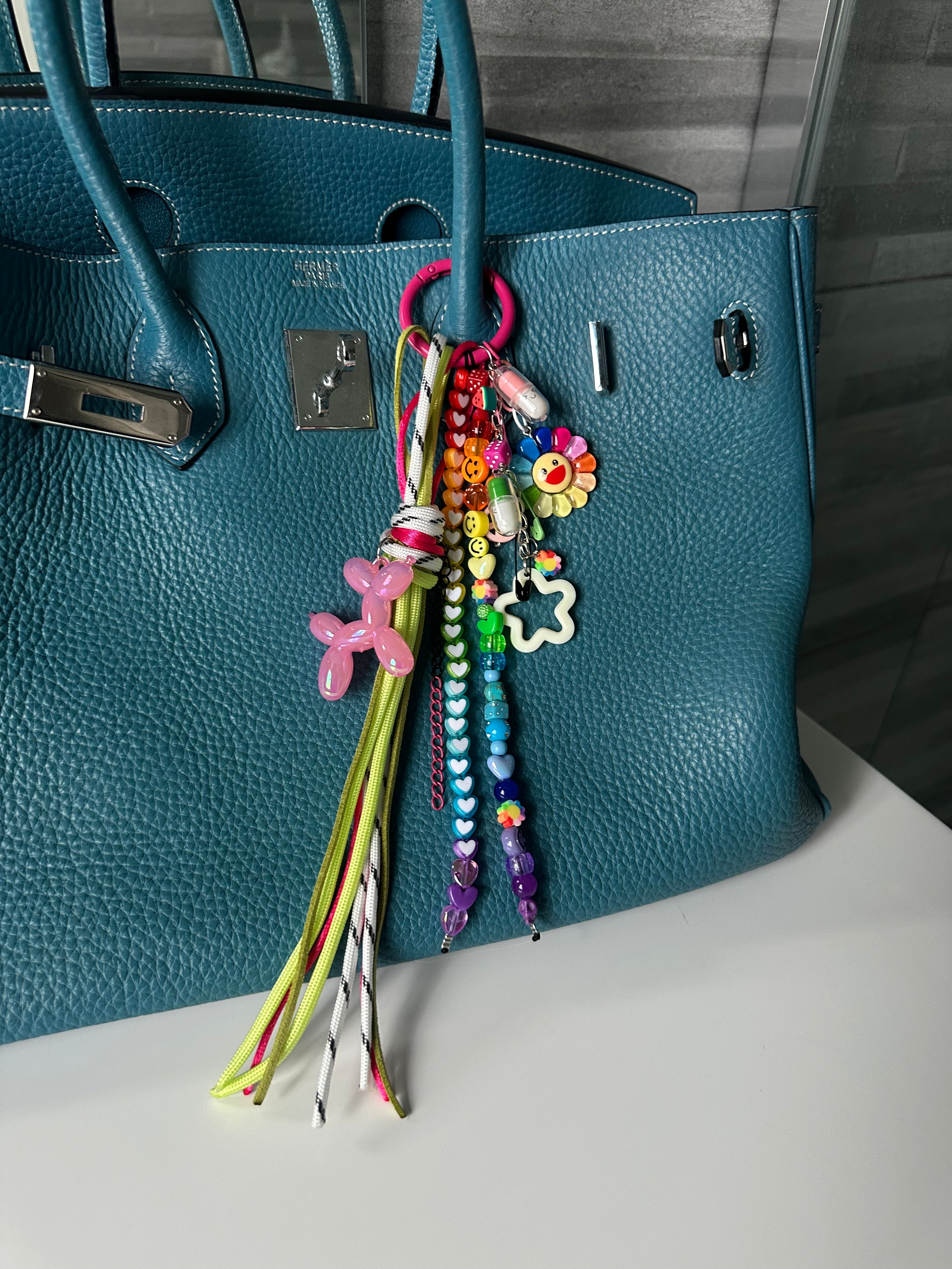 Abby bag charm (pink dog)