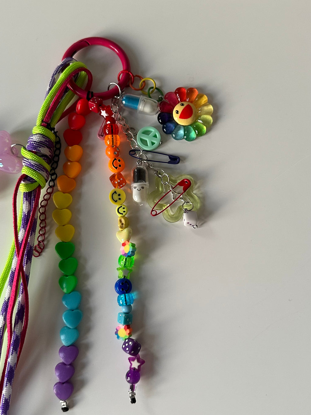 Funky rainbow (pink) bag charm