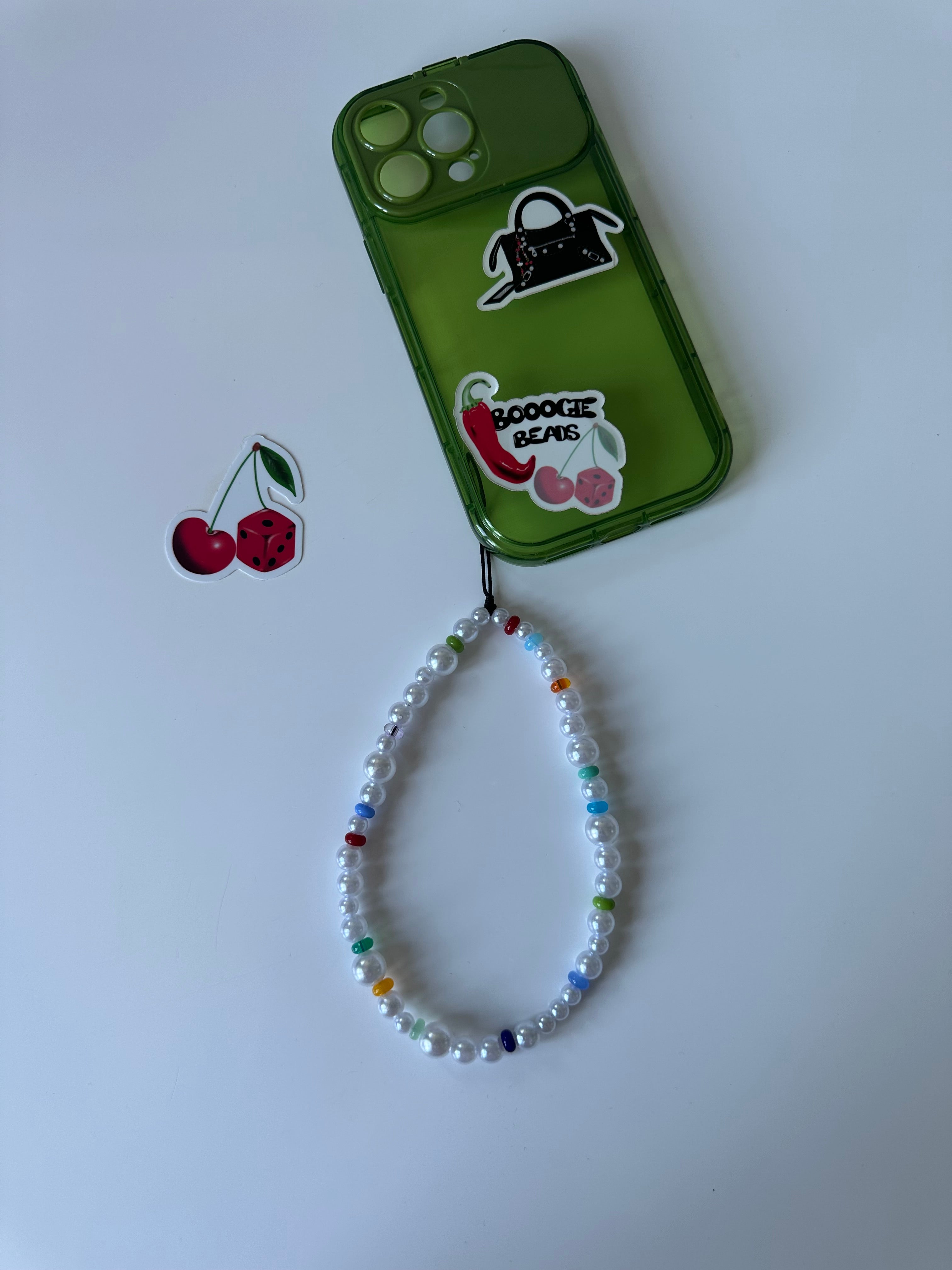 Colourful pearls phone charm